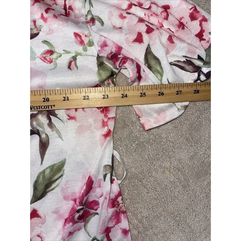 Show Me Your Mumu Short Sleeve Robe Kimono Pink Floral Wrap Coverup One Size - Picture 7 of 9
